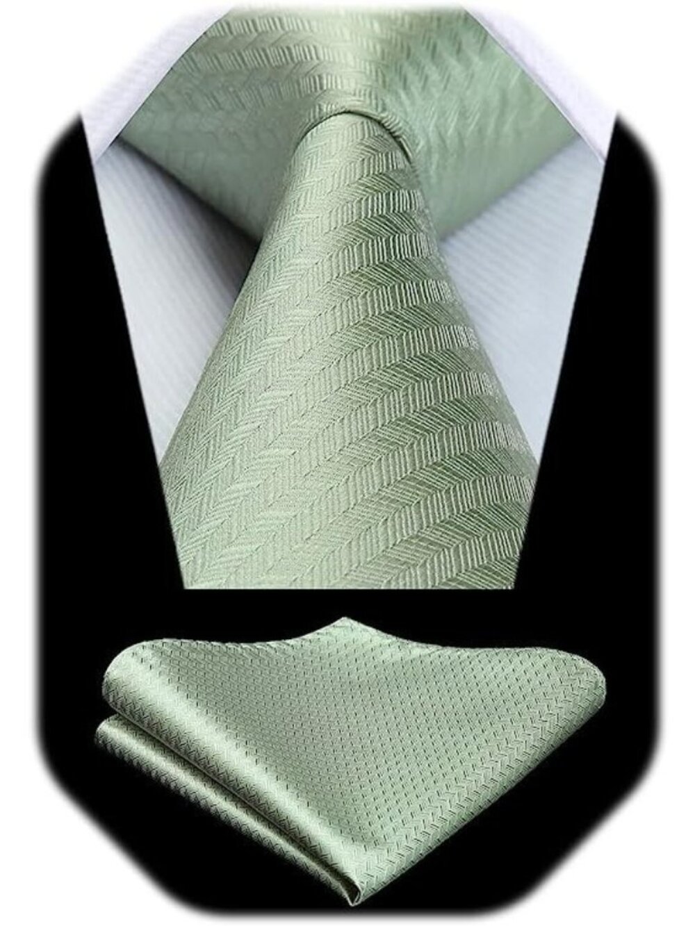 Hisdern Men's Sage Houndstooth Business Necktie NIB